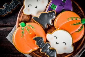 Halloween biscuits on a plate
