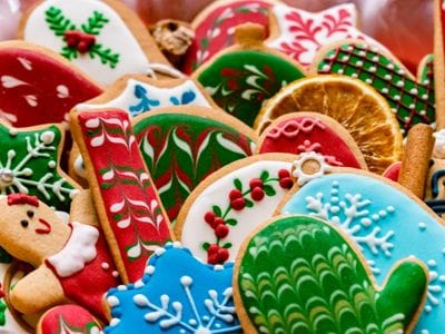 Sugary snacks shown as one of the worst foods for dental health Christmas cookies being illustrated as bad foods for dental health