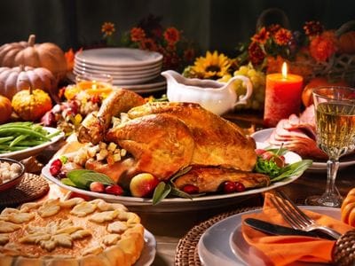 Turkey and lean meats Roast turkey on a table being illustrated as good foods for dental health