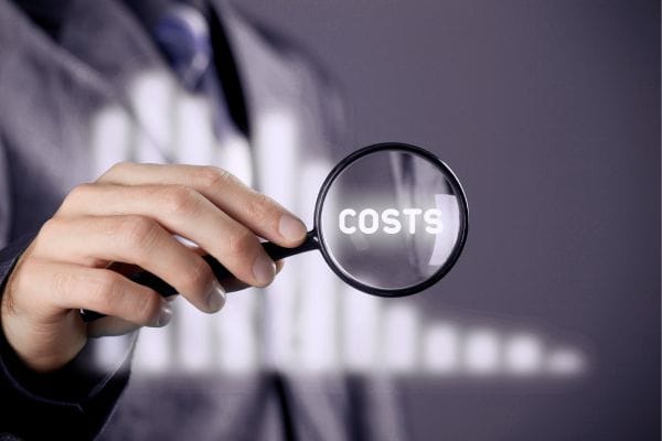 magnifying glass with the word cost written in it